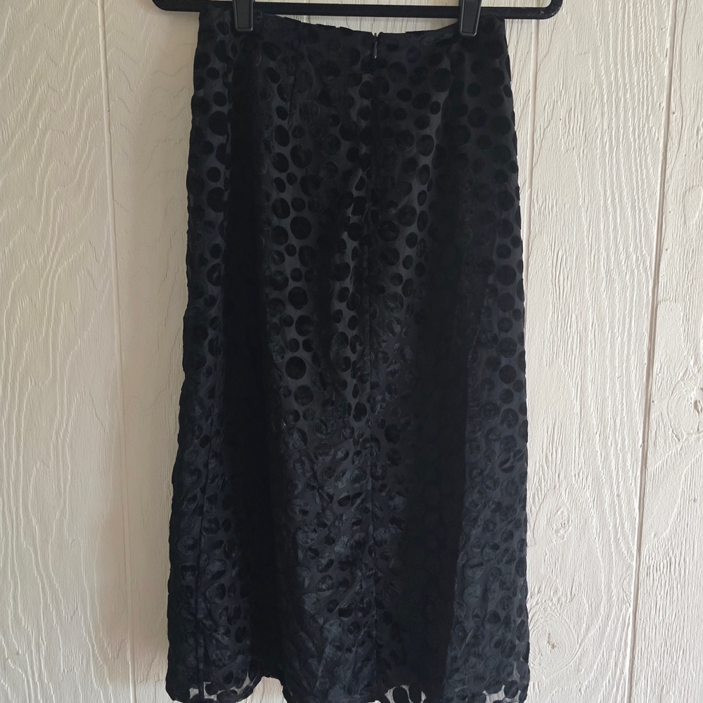 Lulu's Black A-Line Midi Skirt with Polka Dots